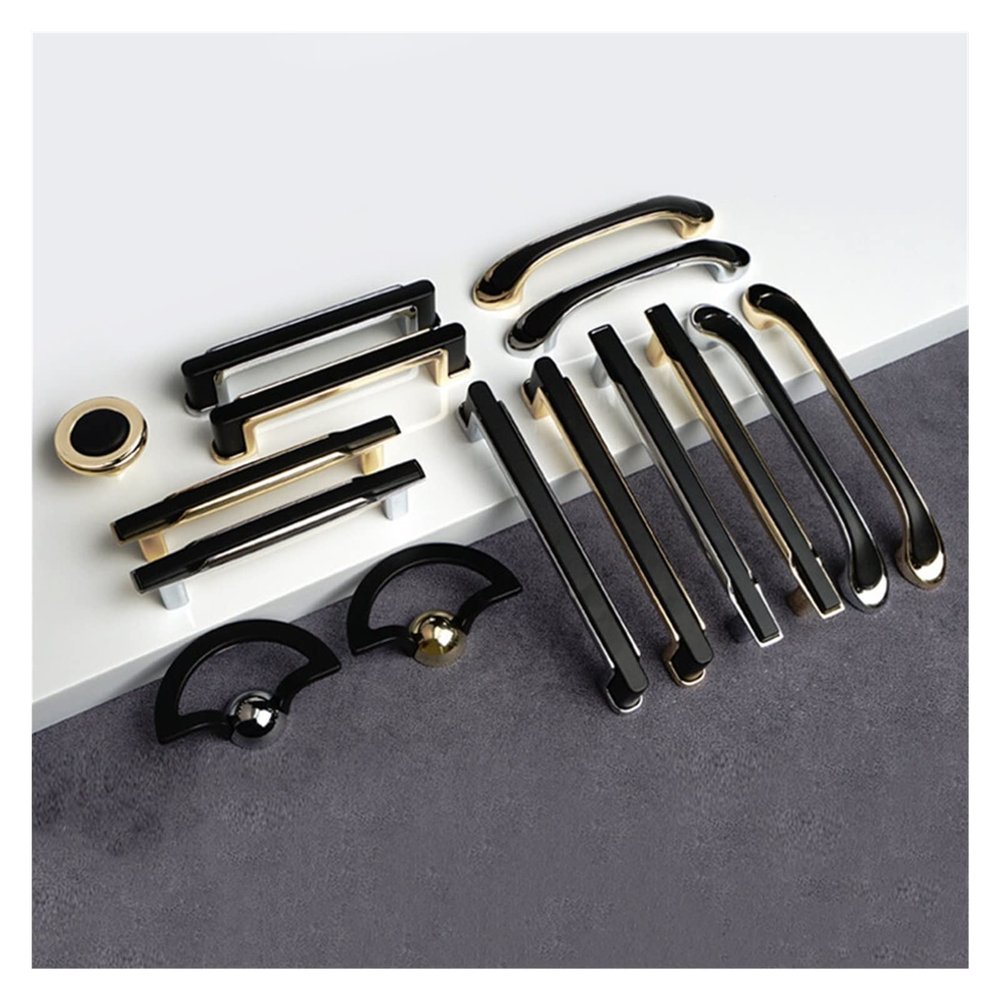 ELTOX 5-Piece Black and Gold Furniture Pulls