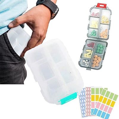 Lckiioy Med Wallet Pill Organizer with Labels