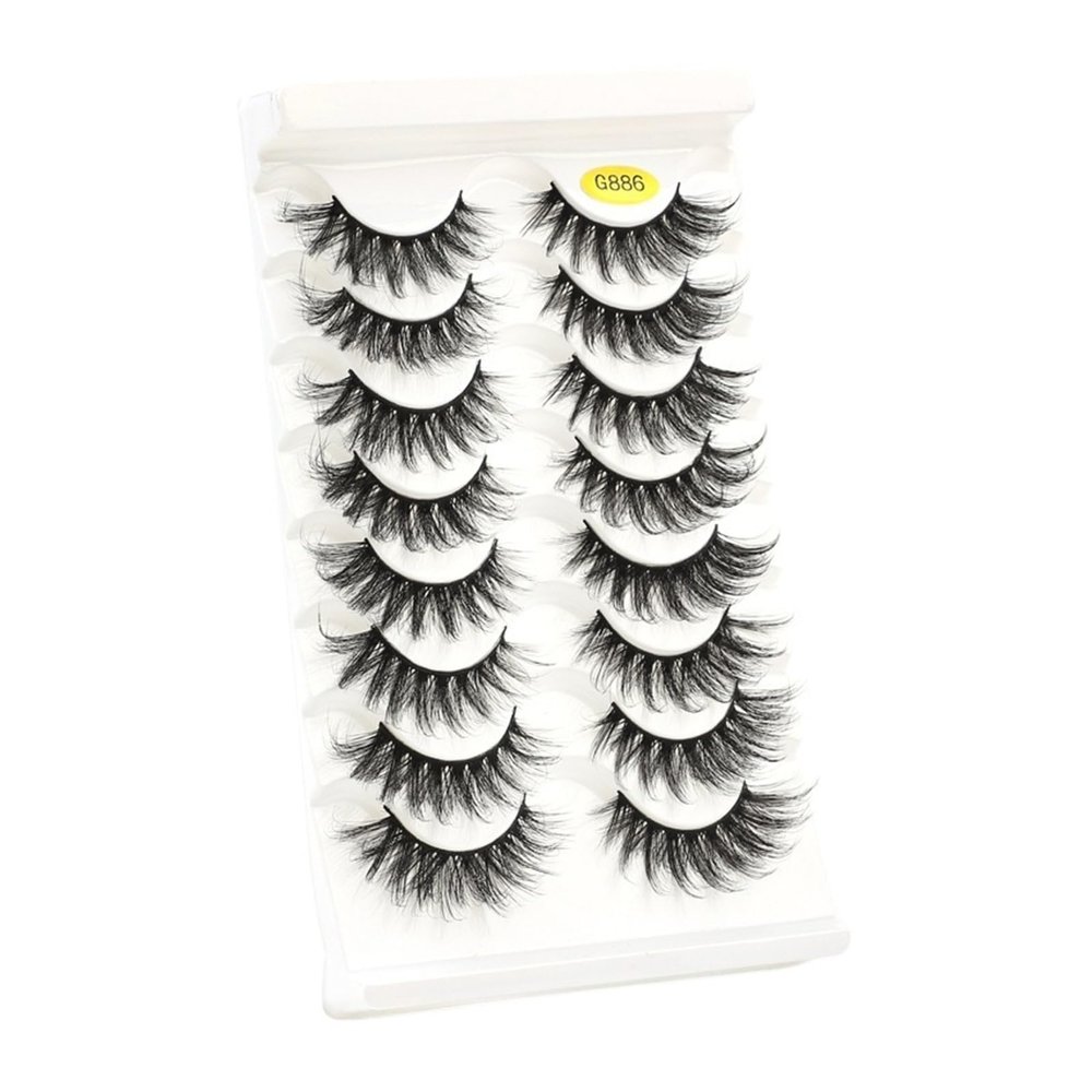 UAMOU 5/50 Boxes Russian Strip Lashes DD Curl 8 Pairs 3D Mink Lashes Natural Fluffy False Eyelash Extensions Cheerfully (Color: 8 Pairs G886, Size: 30 Boxes)