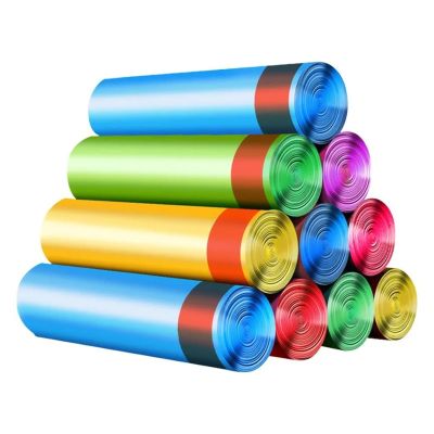 Disposable Drawstring Trash Bags, Thickened, Perforated, Self-Shrinking, Random Color, 3 Rolls, 45 x 50 cm