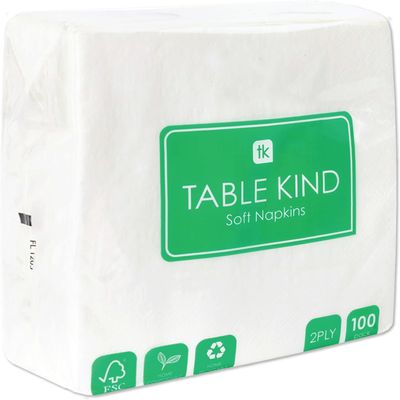 Table Kind 100 Soft White Napkins, 2-Ply, 33 cm