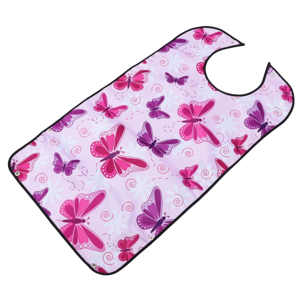 Adult Meal Bib, Pink, Washable Satin Polyester
