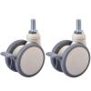 3-Inch White Casters, Soft Tread, M12x25 Screw Stem with Bearing, Quiet, 1 Piece (Color: Brake x2) view 1