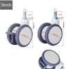 3-Inch White Casters, Soft Tread, M12x25 Screw Stem with Bearing, Quiet, 1 Piece (Color: Brake x2) view 3