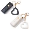 2 Leather Lipstick Cases with Heart-Shaped Mirror, Lip Balm Holder and Keychain (Black + White) view 1