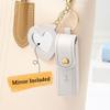 2 Leather Lipstick Cases with Heart-Shaped Mirror, Lip Balm Holder and Keychain (Black + White) view 3