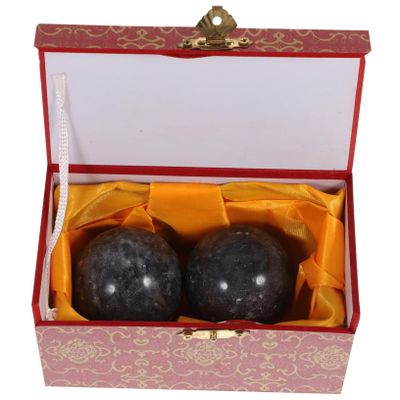 HAPINARY 2-Piece 52 mm Jade Fitness Balls for Seniors, Natural Stone Hand Massage Balls with Storage Box