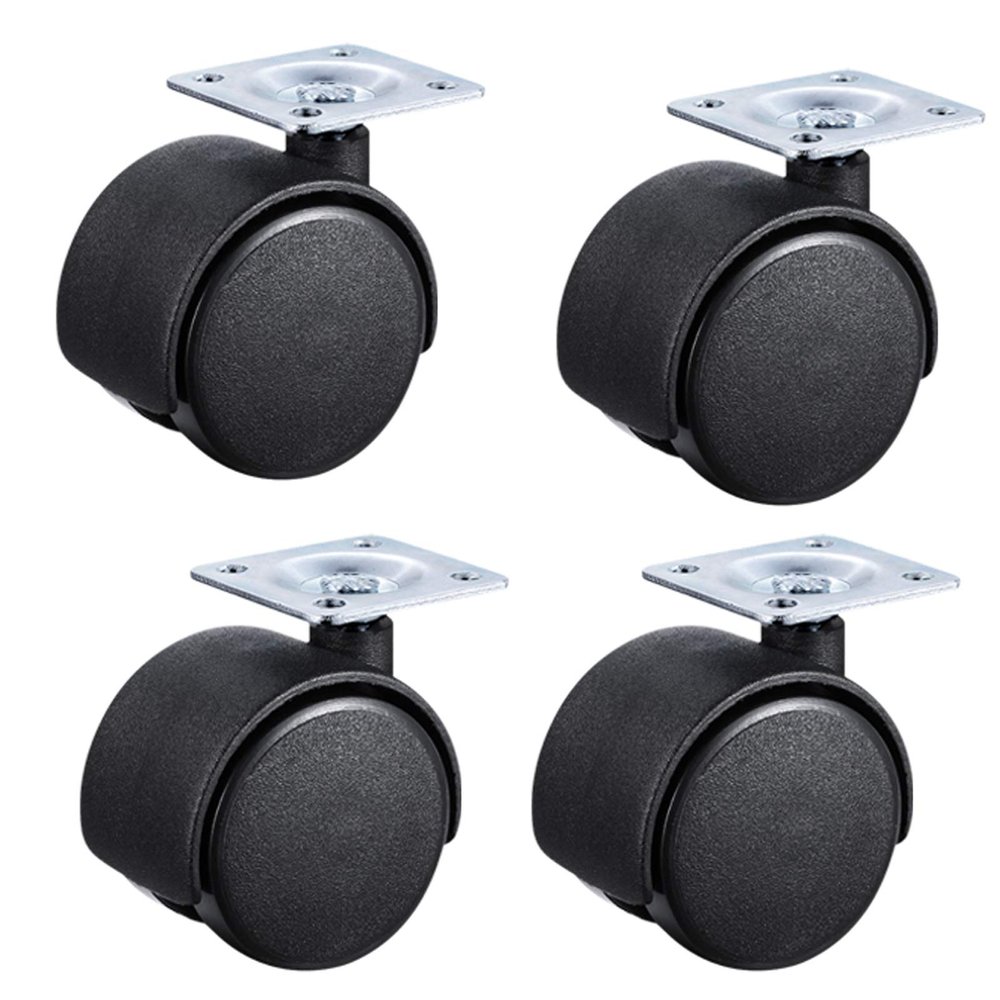 4-Pack Nylon Furniture Casters, Swivel Double Wheels, 50 kg Load Capacity