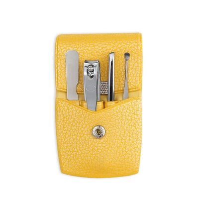 4-Piece Nail Clipper Set with Green Leather Case