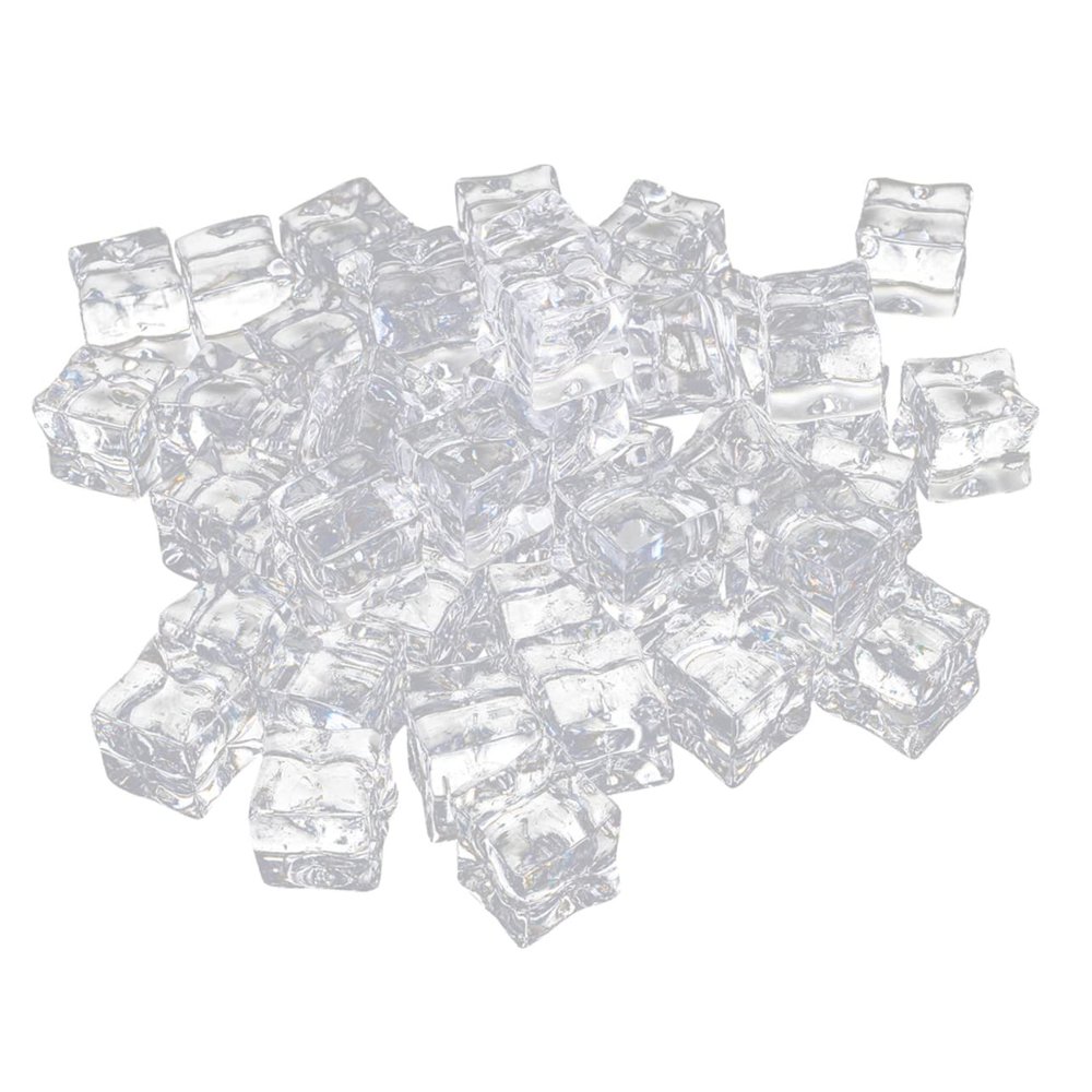 TOPBATHY 50-Piece Acrylic Fake Ice Cubes, Clear Reusable Decorative Plastic Ice for Food Photography, Crafts, and DIY Projects