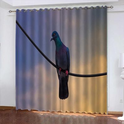 Blackout Curtains with Cute Animal Pigeon 3D Design for Living Room, Nursery and Bedroom