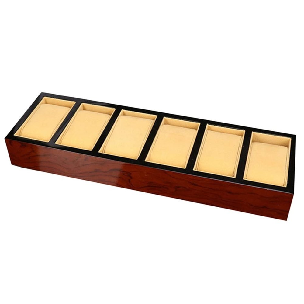 PACUM TJLSS 6-Compartment Wooden Watch and Jewelry Storage Tray, Spray-Painted Wood Display, Vision