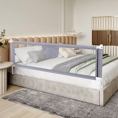 Supfine 150 cm Bed Rail for Children, Height-Adjustable 70–99 cm, Gray