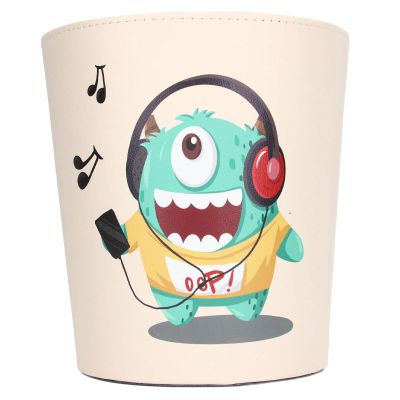 Fofetbfo Cartoon Trash Can, Cute Green Monster, Waterproof with Non-Slip Bottom