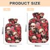 1L Large Hot Water Bottle with Cover, Pink-Red Flowers and Skull Pattern view 2