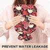 1L Large Hot Water Bottle with Cover, Pink-Red Flowers and Skull Pattern view 4