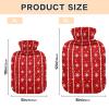 Hot Water Bottle with Cover, Red Christmas Snowflakes, 1 L view 2