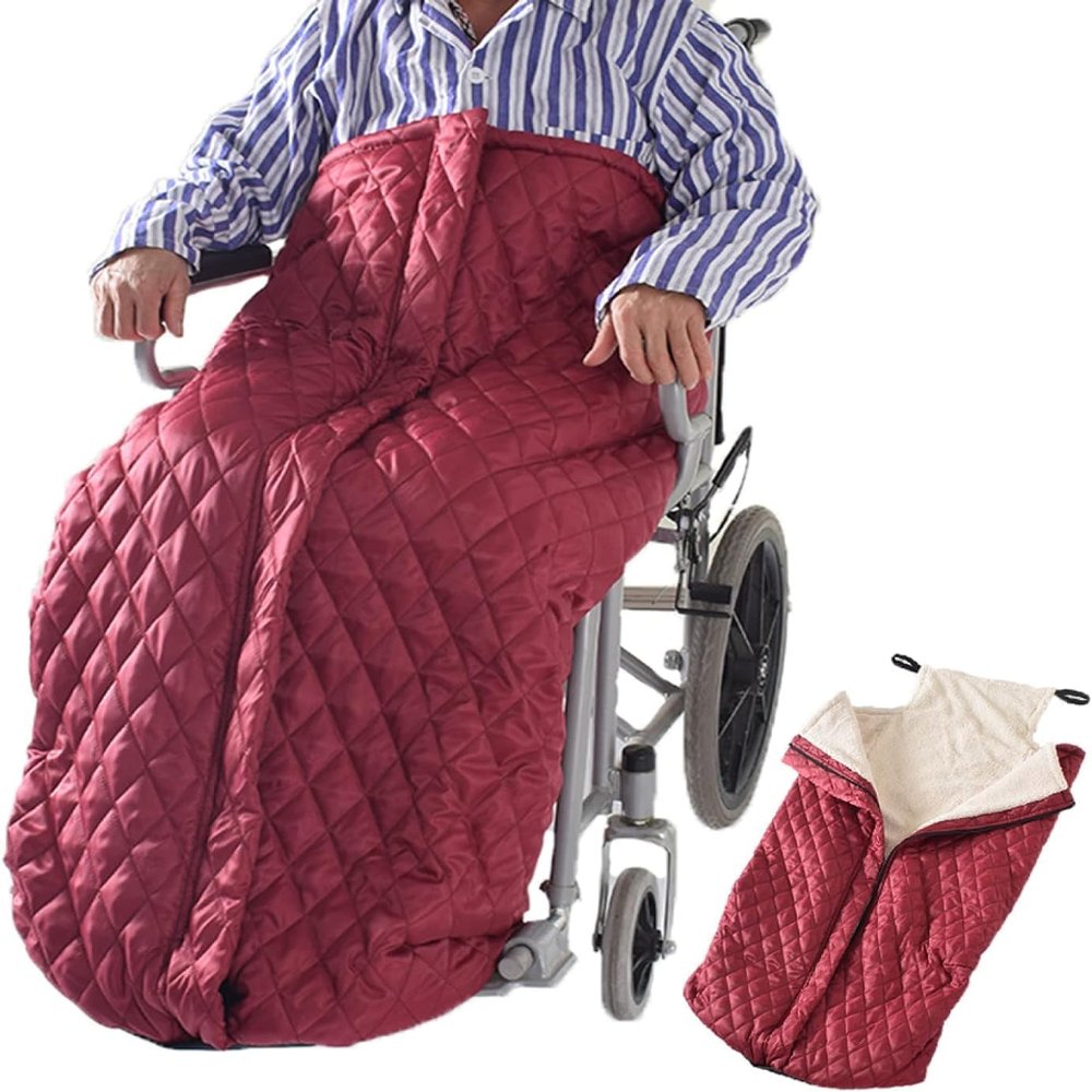 Winter Wheelchair Blanket for Adults, Windproof Wheelchair Cover with Zipper, Warm Leg, Foot and Back Blanket