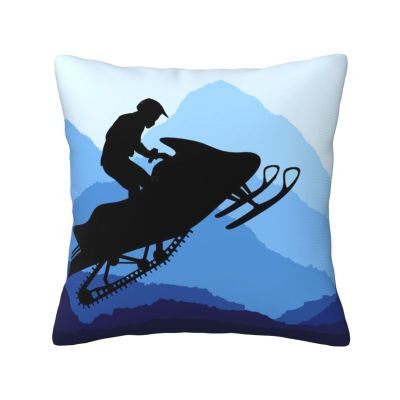 LAMAME Decorative Snowmobile Pillow Cover, Soft, Square, Reusable, Washable