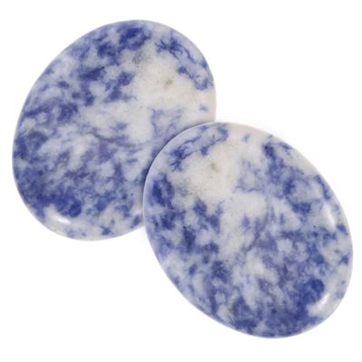HAPINARY 2-Piece Natural Blue Massage Stone Set for Skin Rejuvenation and Reducing Swelling, Portable Finger Scraper for Relaxation and Stress Relief