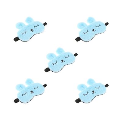 Plush Sleep Mask for Kids and Adults, Rabbit, Blue, 5 Pack