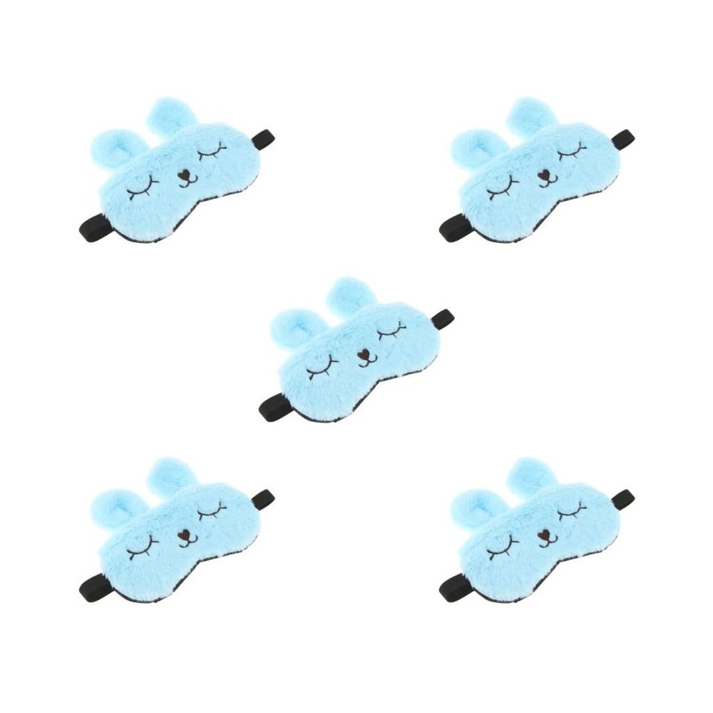 Plush Sleep Mask for Kids and Adults, Rabbit, Blue, 5 Pack
