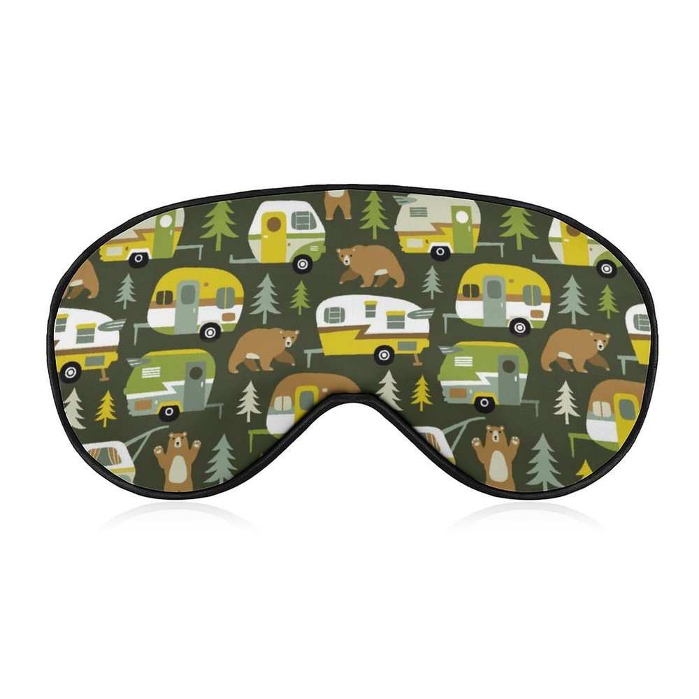Camping Cars Bears and Woods Sleep Mask with Adjustable Strap