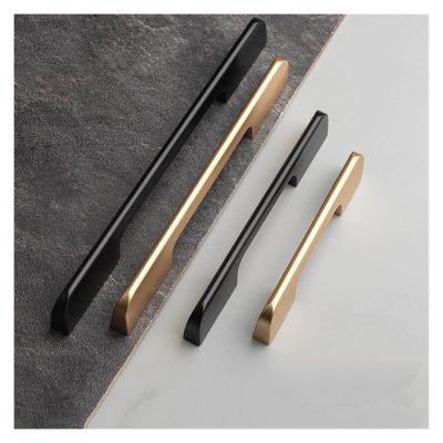 ELTOX 6-Pack Black Aluminum Cabinet Handles, Pearl Gold
