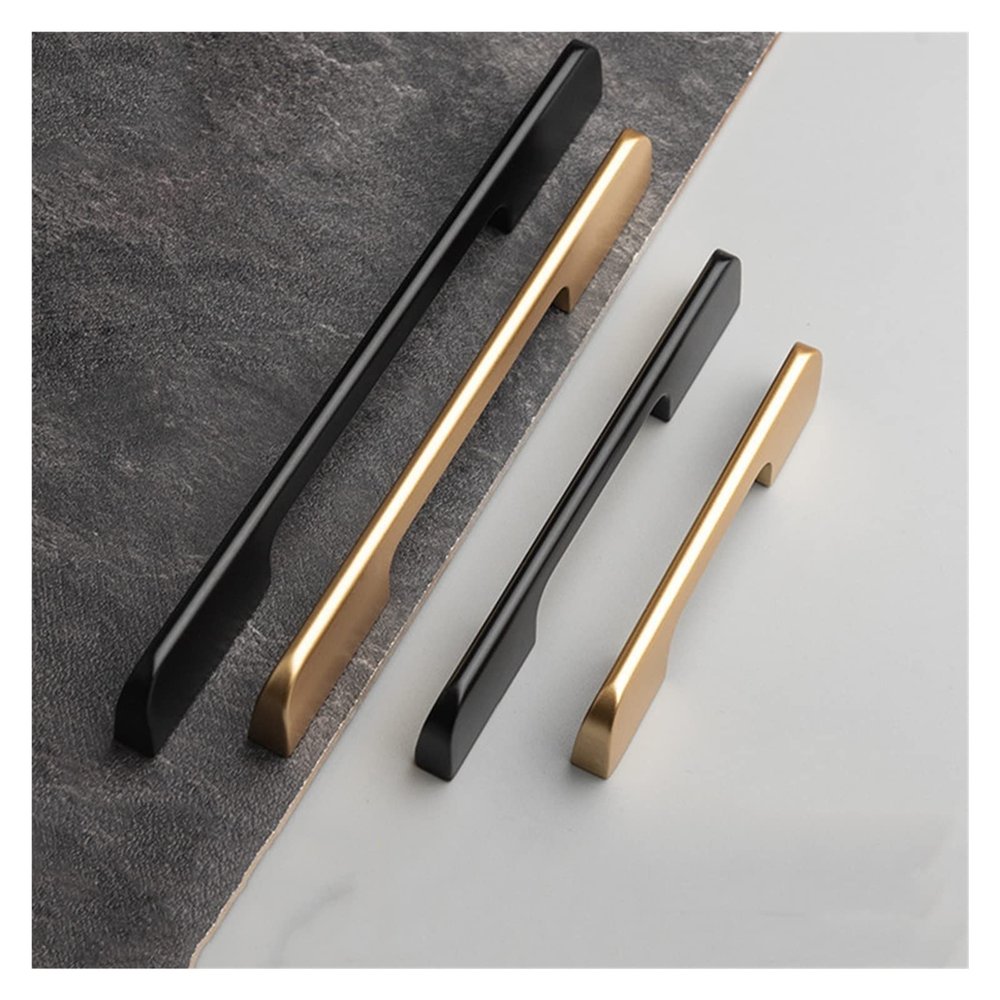 ELTOX 6-Pack Black Aluminum Cabinet Handles, Pearl Gold