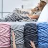 RUANLOV Thick Knit Blanket, Chunky Roving Blanket with Soft Cable-Knit Pattern, Pink, 100 x 150 cm view 2