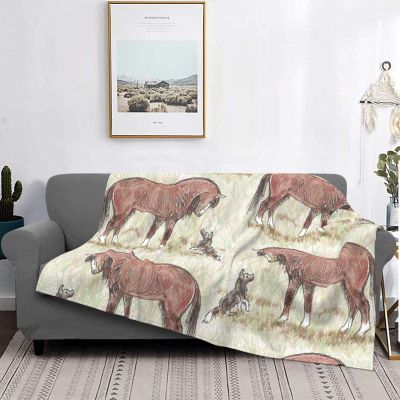 Bay Morgan Horse and Dog Friend Blanket, Warm Plush Flannel-Fleece Sofa Throw, 150 x 200 cm