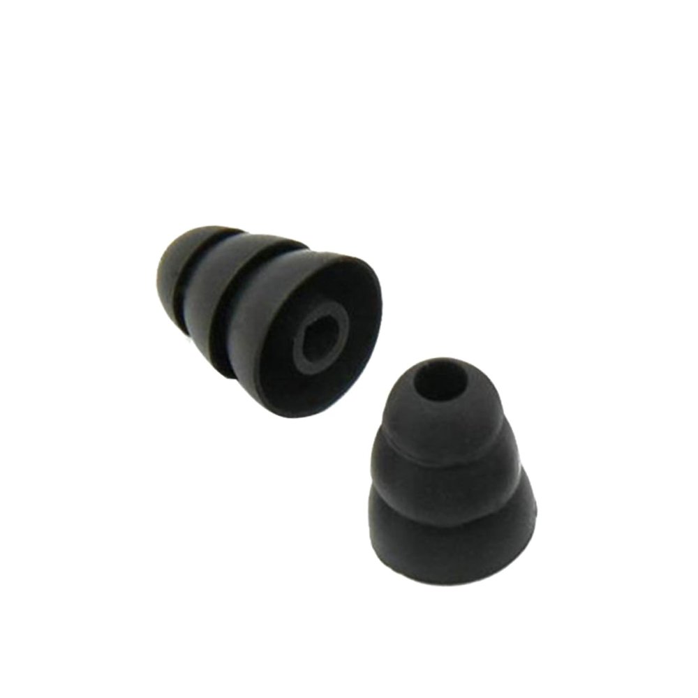 Black Silicone Ear Tips, 1 Pair, 3-Layer, for 3.8 mm In-Ear Headphones