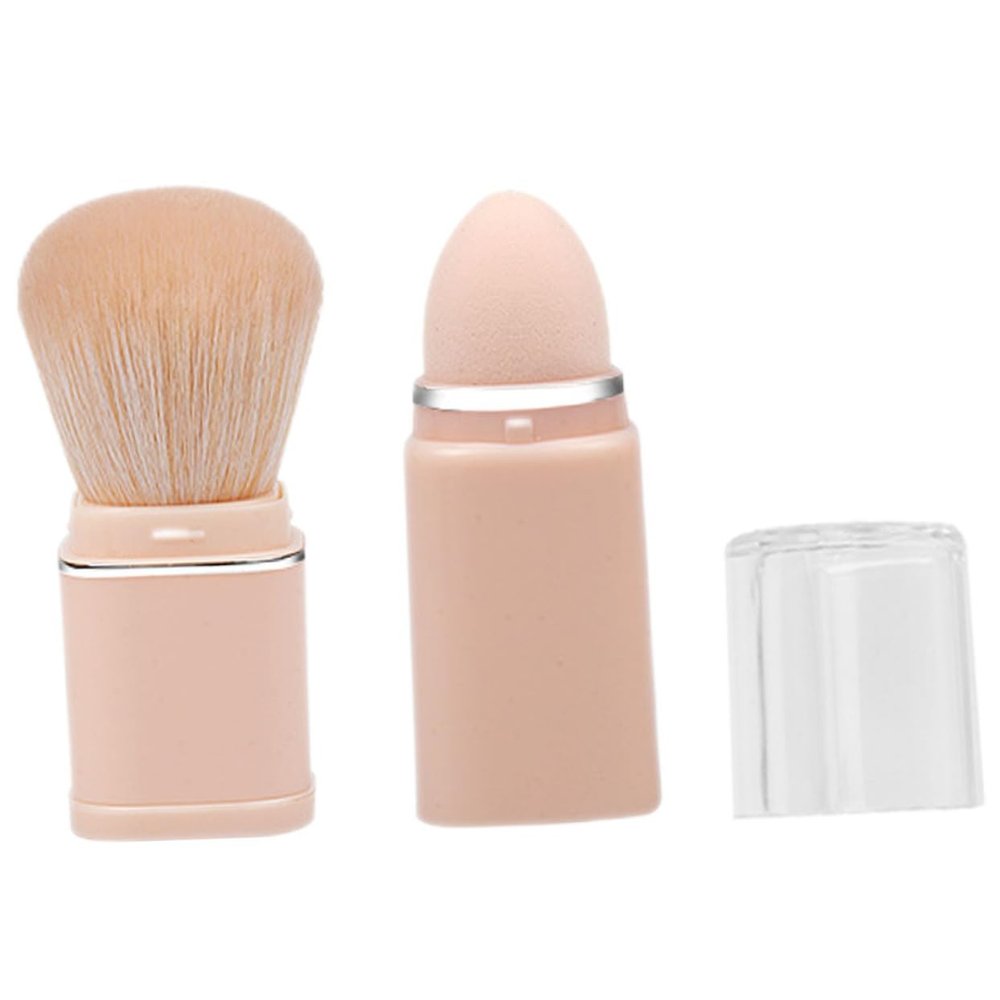 FRCOLOR Portable 2-in-1 Retractable Blush Makeup Brush with Cover