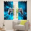 Black Gamepad Window Curtains for Kids’ Gamer Rooms, Neon Blue Geometric Lines, 2 Panels view 4