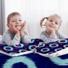 King Duvet Cover Set, Ikat Magnolia, Blue Print, 3-Piece, Ultra-Soft, with Zipper and 4 Corner Ties view 1