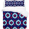 King Duvet Cover Set, Ikat Magnolia, Blue Print, 3-Piece, Ultra-Soft, with Zipper and 4 Corner Ties view 2