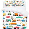 3-Piece Queen Duvet Cover Set, Breathable Tencel Bedding with 2 Pillowcases, Cute Cartoon Car Design view 2