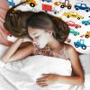 3-Piece Queen Duvet Cover Set, Breathable Tencel Bedding with 2 Pillowcases, Cute Cartoon Car Design view 3