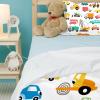 3-Piece Queen Duvet Cover Set, Breathable Tencel Bedding with 2 Pillowcases, Cute Cartoon Car Design view 4