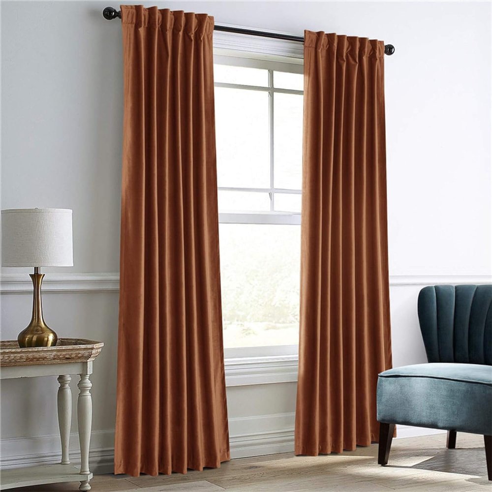YURRO Velvet Blackout Curtains with Grommets for Bedroom, Thermal Insulated, Khaki, 254 x 160 cm