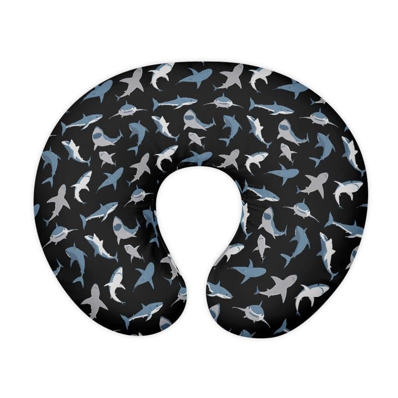 Jndtueit 2-Pack Cartoon Shark Nursing Pillow Covers, Blue