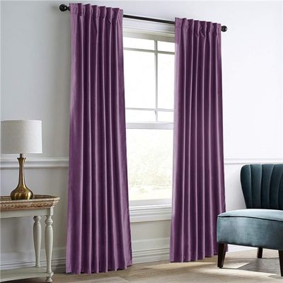 YURRO Blackout Curtains with Grommets for Bedroom, Thermal Insulated Soft Velvet Window Curtains, Purple, 214 x 259 cm