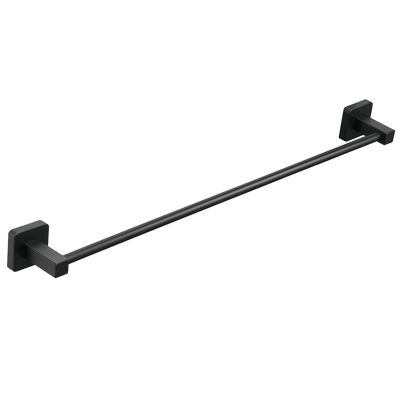 Single Bathroom Towel Bar, Stainless Steel, Wall-Mounted, Matte Black, 80 cm