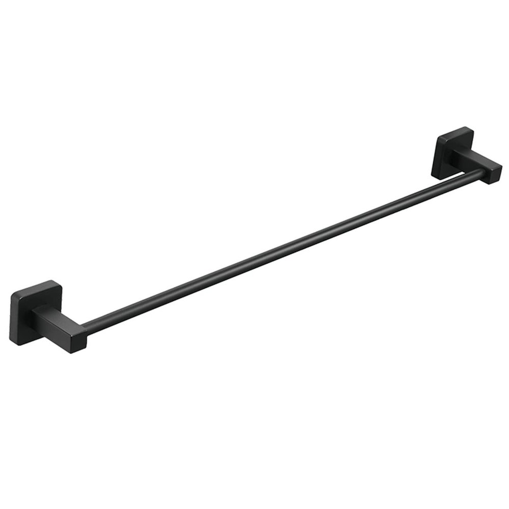 Single Bathroom Towel Bar, Stainless Steel, Wall-Mounted, Matte Black, 80 cm
