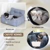 RUYICZB 2-in-1 Dog Car Seat, Soft Travel Bed with Safety Leash and Side Pockets, Stripe, M view 3