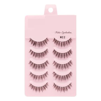UAMOU Manga False Eyelashes, Spiky Thick Faux Mink Strip Lashes, M22, 5 Boxes