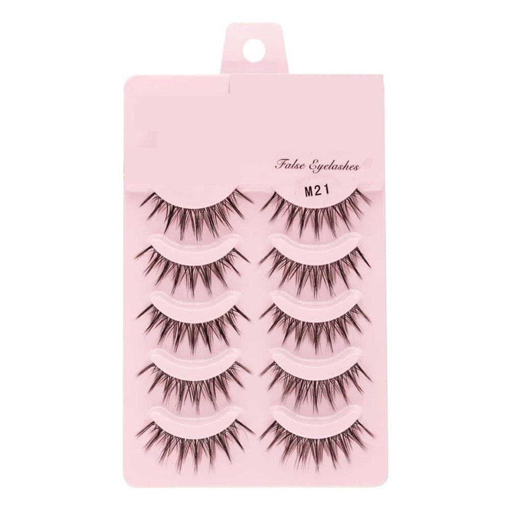 UAMOU Manga False Eyelashes, Doll-Style Korean Natural Anime Lashes, Spiky Thick Faux Mink Strip Lashes, M21, 50 Boxes