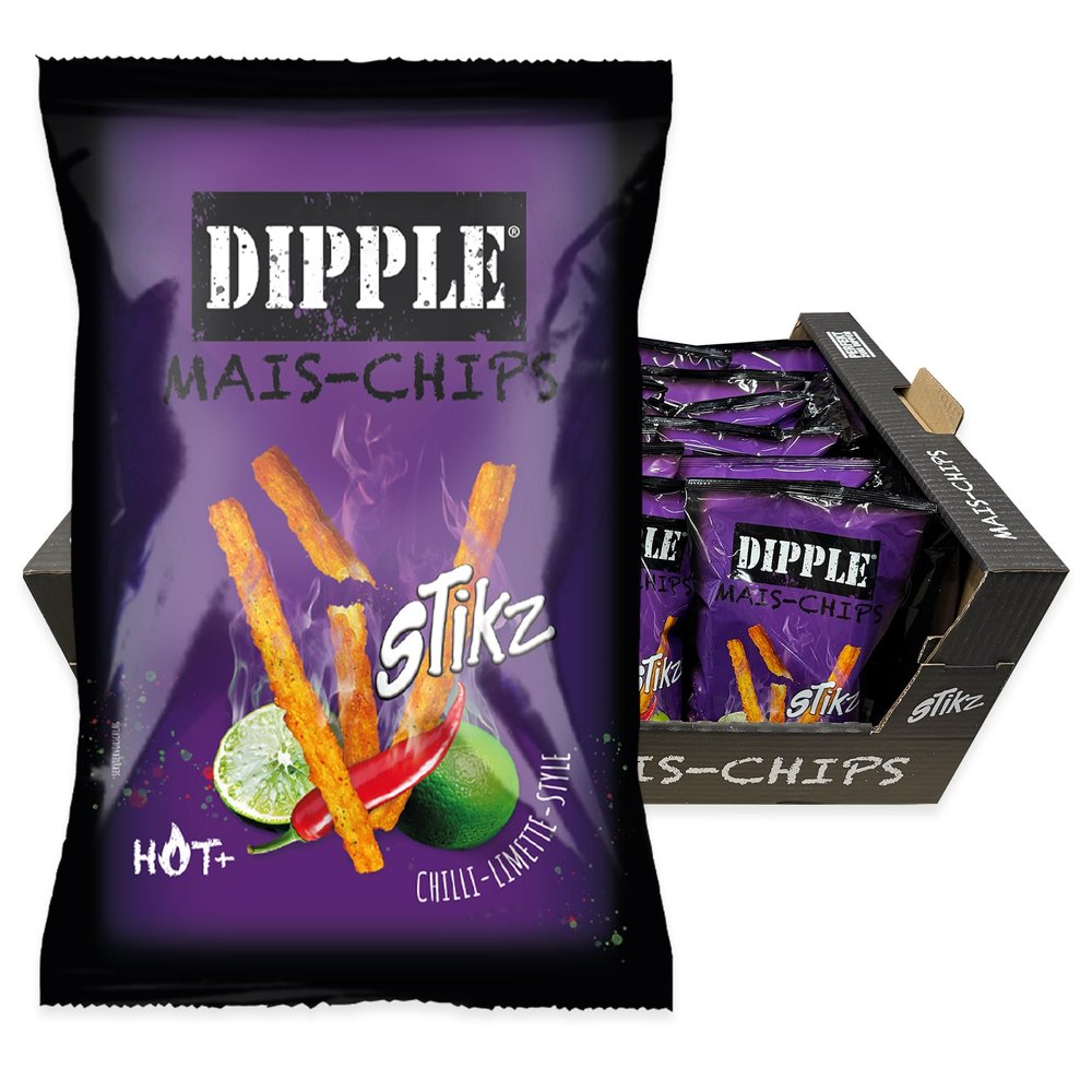 Dipple Mais-Stikz Chili-Lime (26 x 90 g) - Crispy & Savory