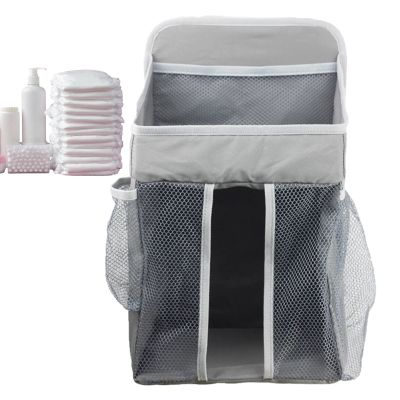 Crib Diaper Organizer with Hooks and Straps, Under-Crib Storage Bag, Cenrf