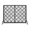Freestanding Wrought-Iron Fireplace Screen with Doors and Handle view 1